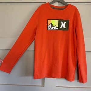 Hurley Waffle Weave Long Sleeve Shirt Orange Outdoor Boys Size 10/12